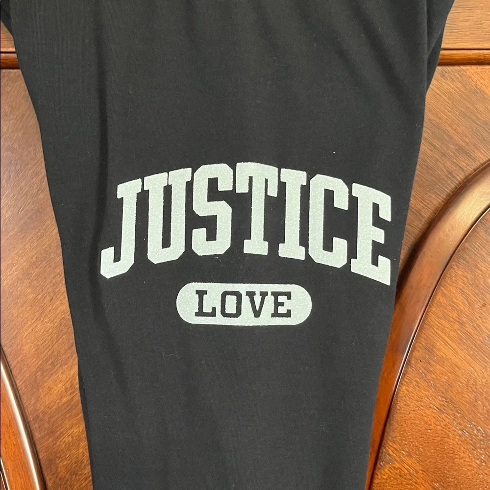Justice Black Logo Kids Leggings